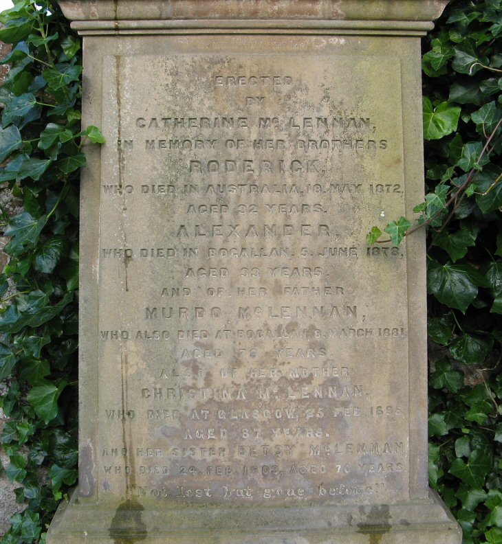 Photo of headstones/Murdo McLennan (d1881) & fam hdstn Kilmuir Blk Isle